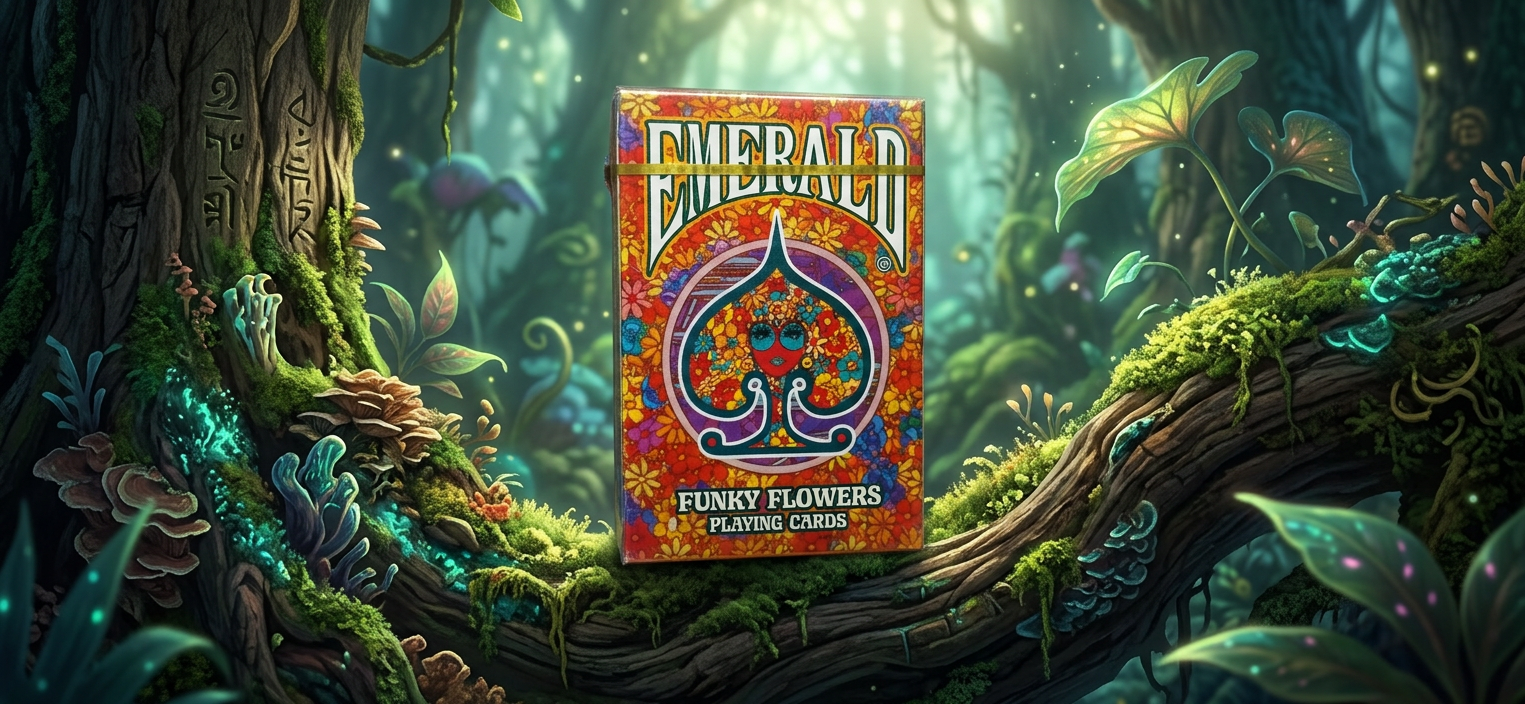کارت بازی و شعبده بازی طرح emerald funky flowers